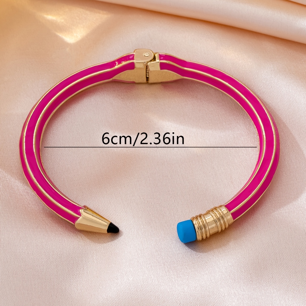 Unique College-Style Pencil-Shaped Alloy Adjustable Bangle Bracelet